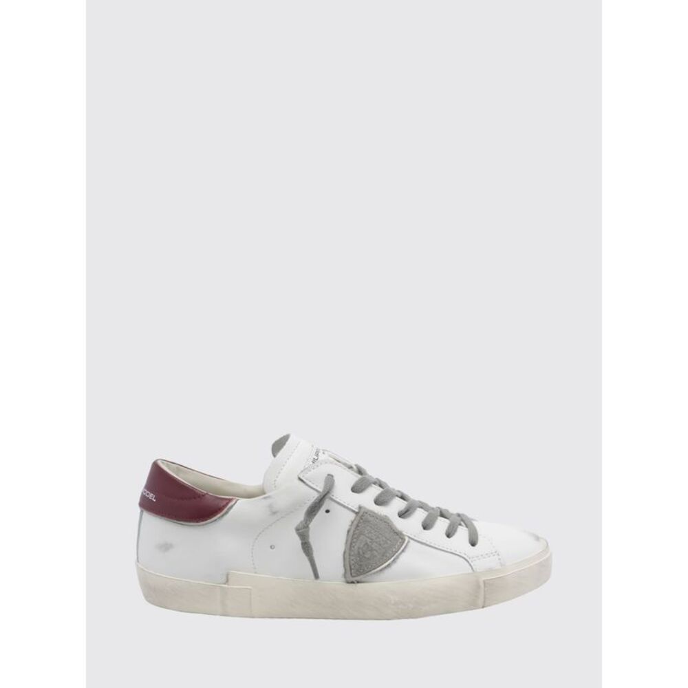 Paris Leather Low-Top Sneakers Philippe Model With Worn Effect And Shield Logo